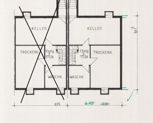 Kellergeschoss - - Zeichnung laut Baugenehmigung 1984