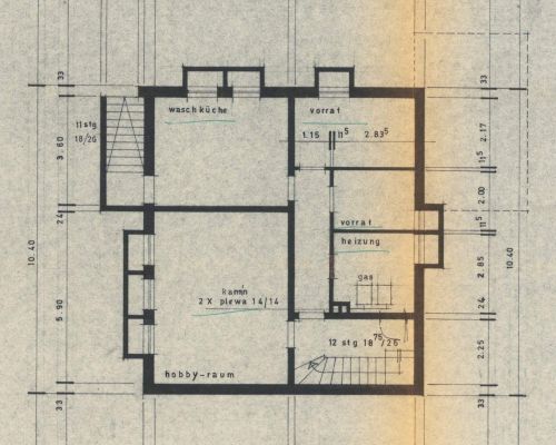 Original Zeichnung 1971 Kellergeschoss