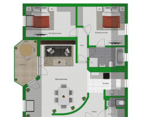 Grundriss Dachgeschoss farbig